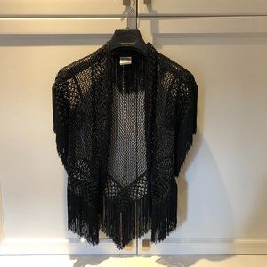 Moschino Couture Cropped Crochet Cardigan with Fringe